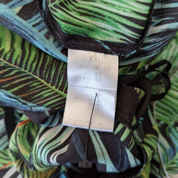 Bronx and Banco Jungle Jumpsuit Tropical Palms Green Black Size XXL Preowned - Picture 15 of 16